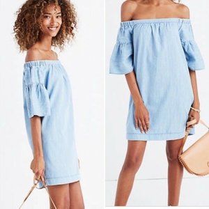 Madewell Off Shoulder Chambray Dress M